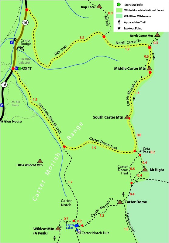South Carter Mountain Hiking Trail Map