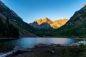 Maroon Bells as seen from Maroon Lake