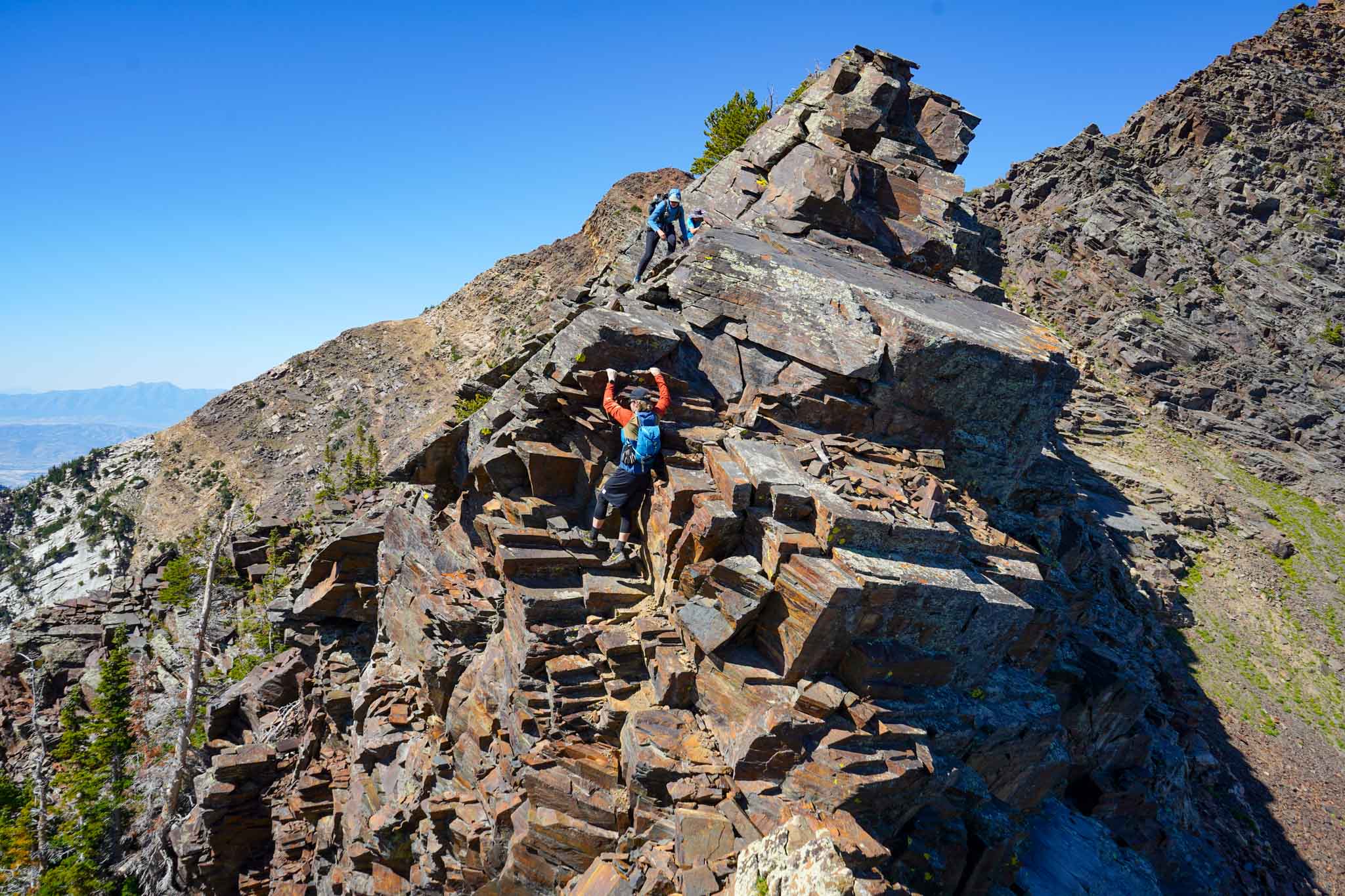 Scrambling along the ridge