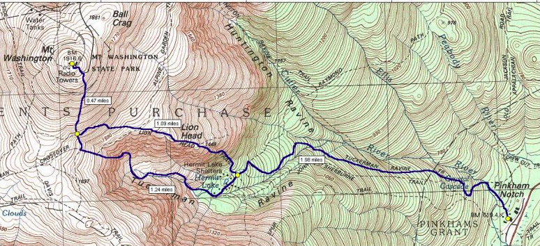 Tuckerman Ravine Trail Map